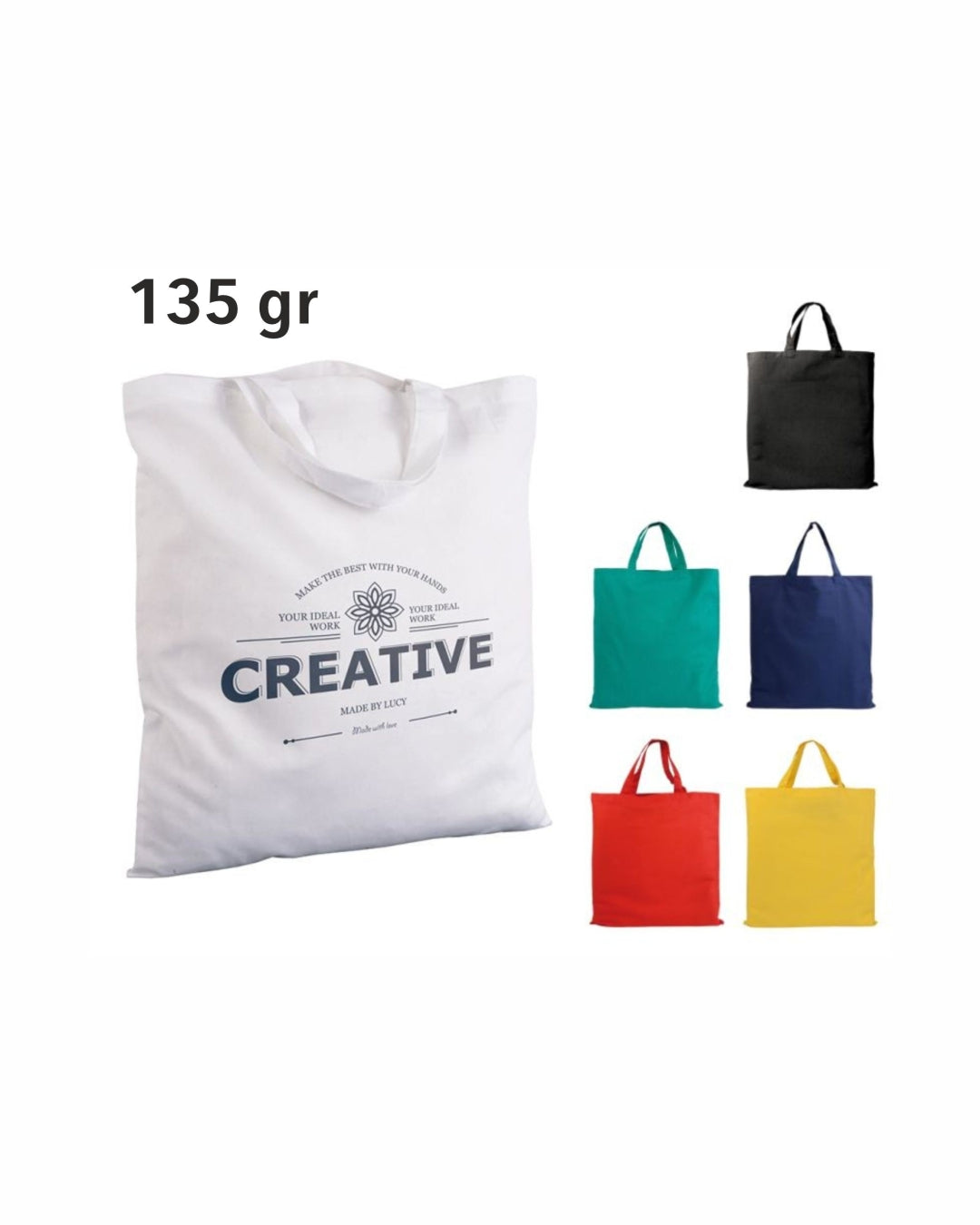 04040 Borsa cotone colorato 135gr manici corti 38x42