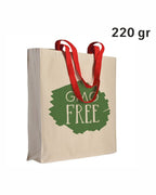 04126 Borsa cotone 220gr manici colorati con soffietto 38x42x8