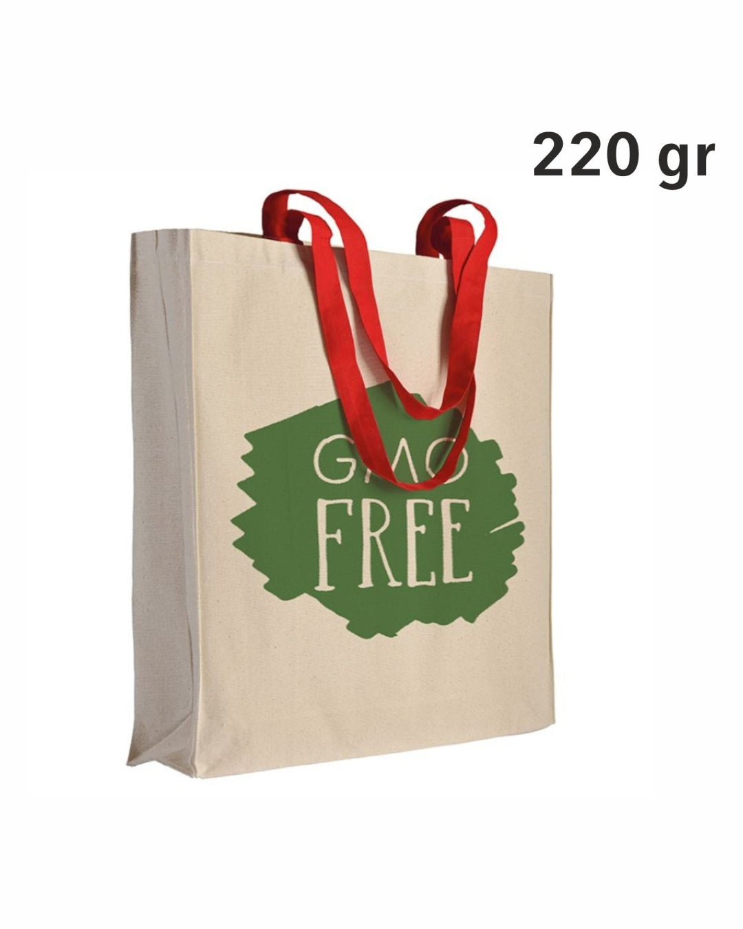 04126 Borsa cotone 220gr manici colorati con soffietto 38x42x8