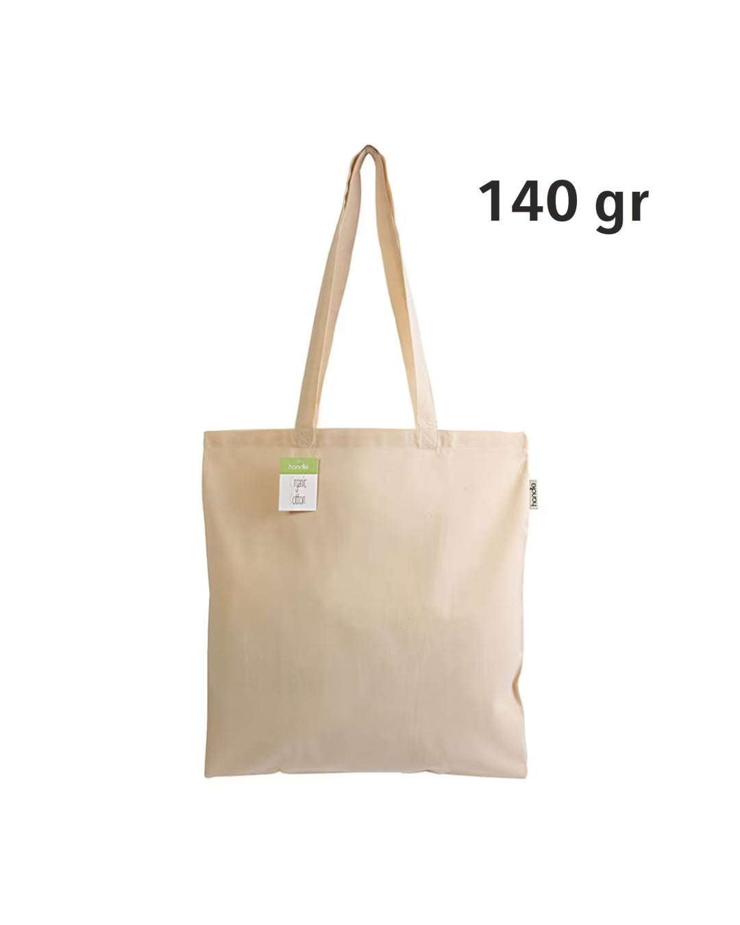 04147NT Shopper in cotone organico 140 gr, manici lunghi 38x42