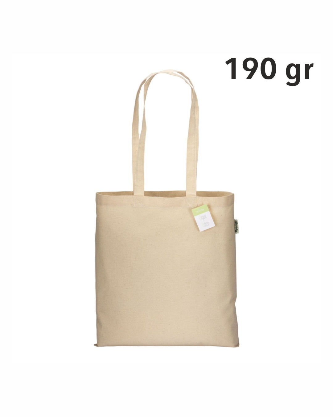 04295 Shopper in cotone organico 190 gr/m2, manici lunghi, 38x42