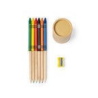 Set 6 matite colorate, 6 pastelli a cera e temperamatite 00550