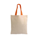 04127 Mini borsa cotone 140gr con manici colorati 26x32