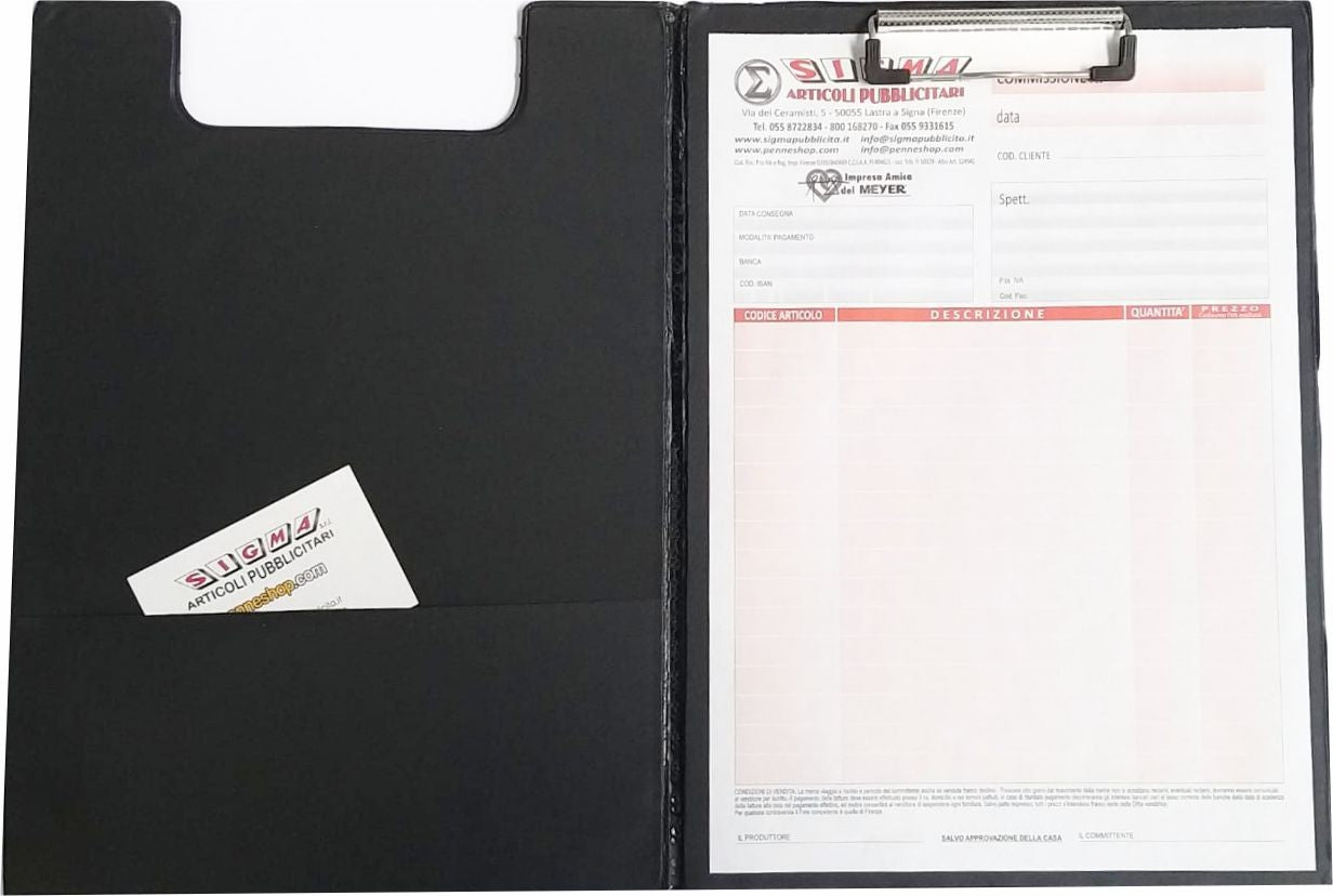 Cartella portablocco con molla e portabiglietto 01658
