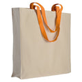 04126 Borsa cotone 220gr manici colorati con soffietto 38x42x8