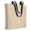 04126 Borsa cotone 220gr manici colorati con soffietto 38x42x8