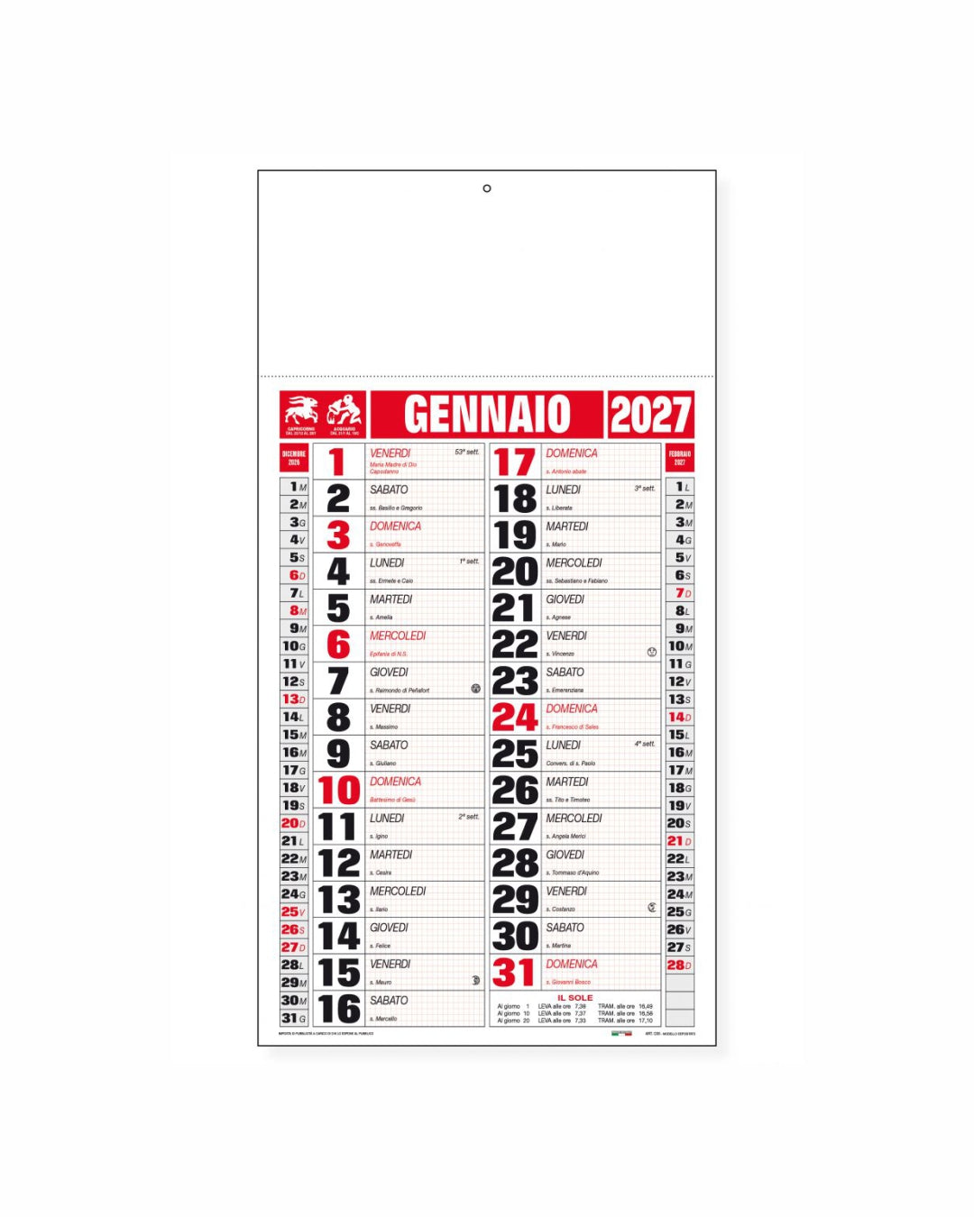 Calendario olandese quadrettato 07504