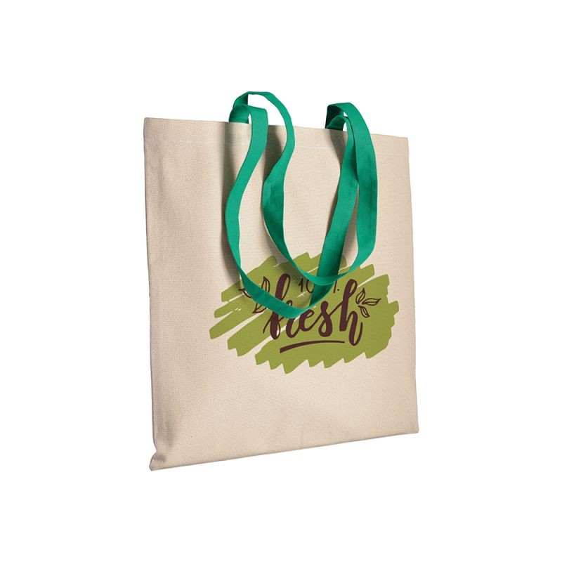 04143 Borsa cotone 220gr. manici colorati 38x42