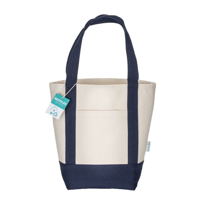 04019 Mini borsa cotone 340gr manici e base colorati con soffietto 34x28x16