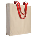 04126 Borsa cotone 220gr manici colorati con soffietto 38x42x8