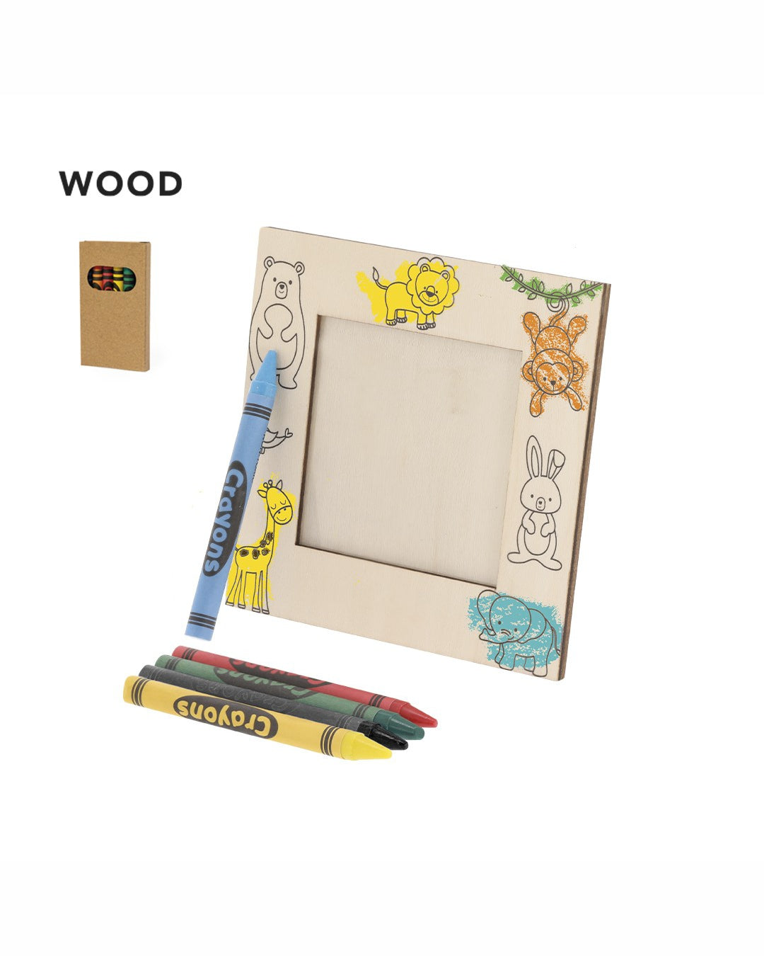 Cornice per foto in legno con 5 cere colorate 05543