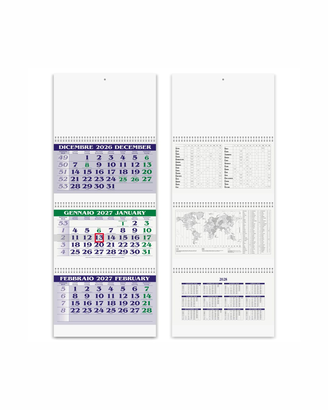 Calendario trittico Spiral plus 07562