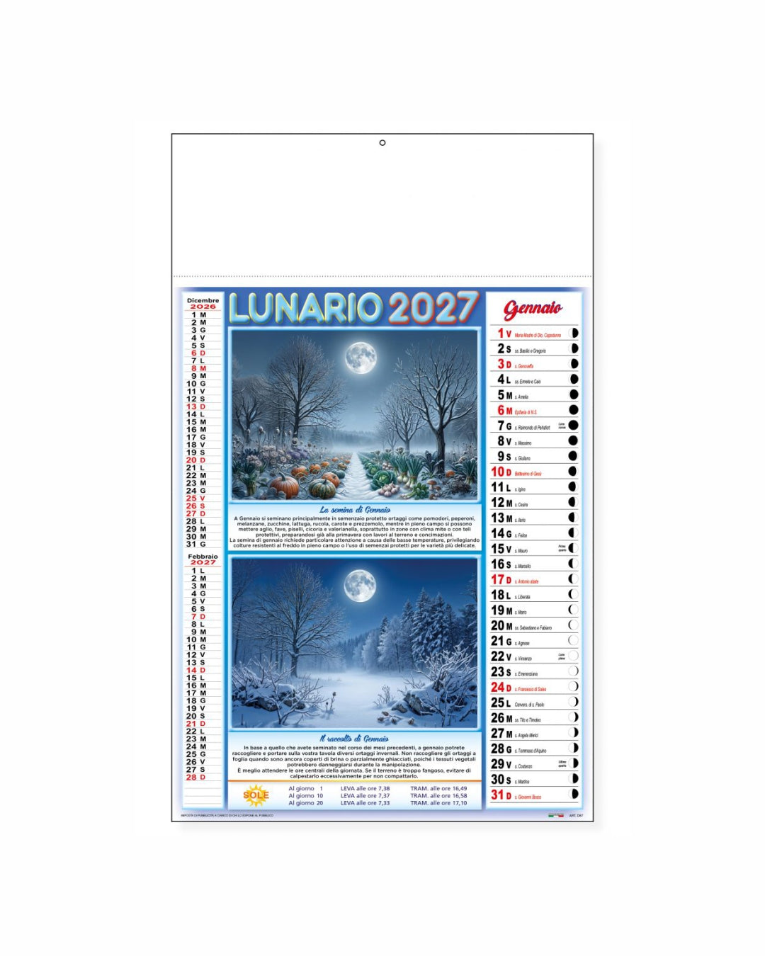 Calendario trimestrale Lunario 07539