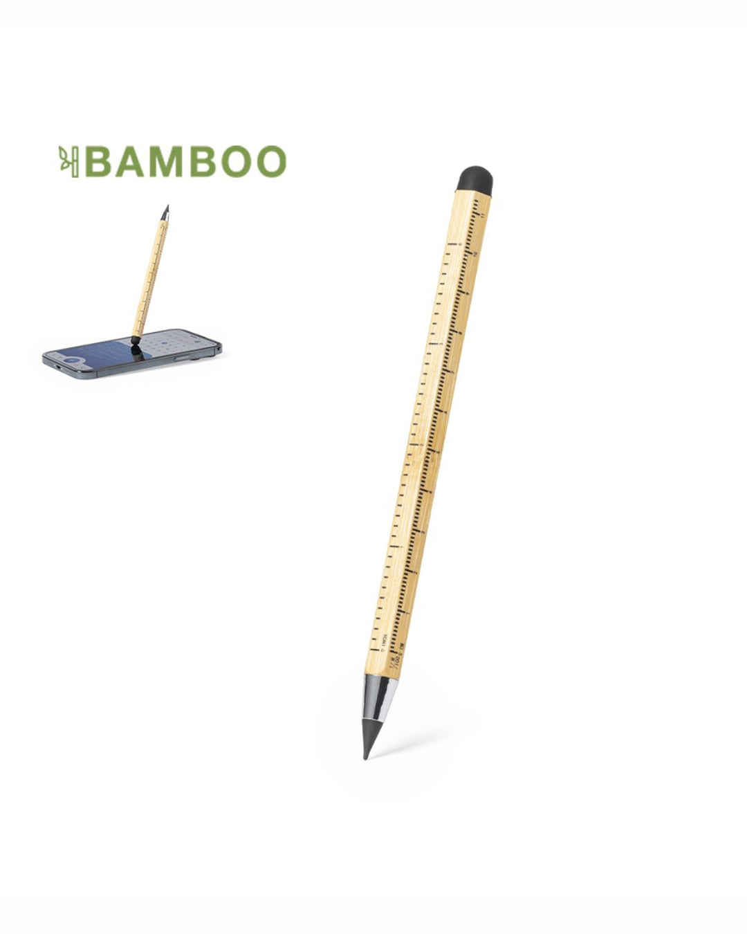 Matita eterna bambù con righello e gommino touch screen 00226
