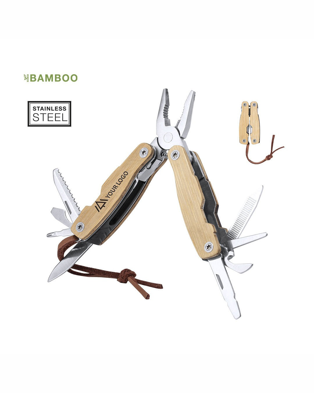 Multiutensile pinza 12 funzioni acciaio inox e bambù 31 6805