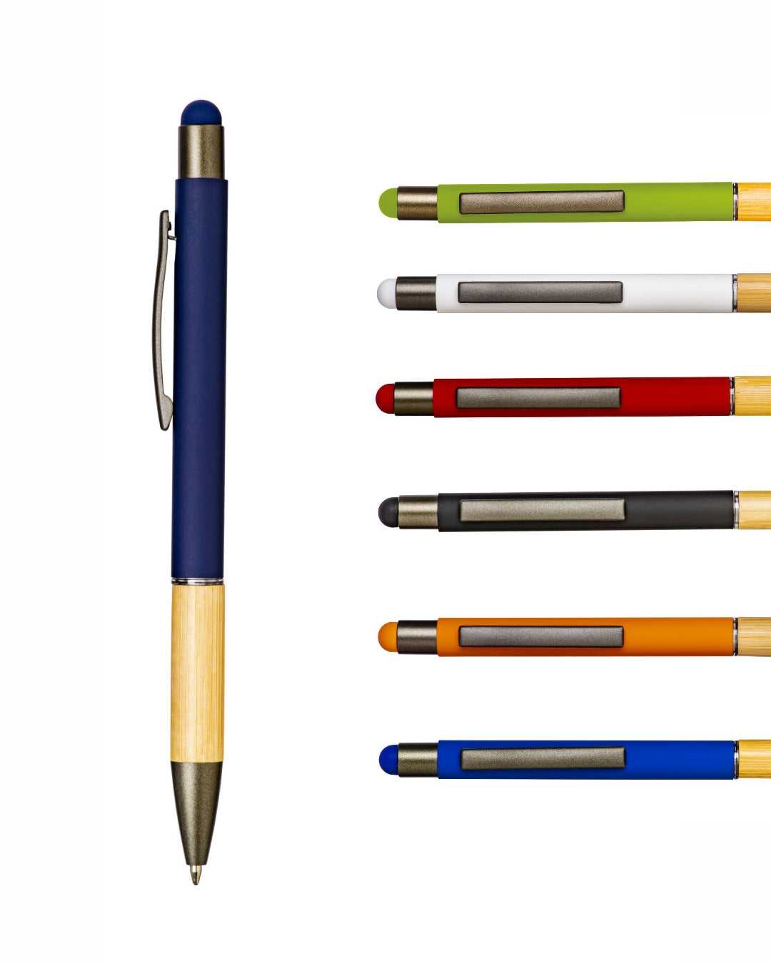 Penna a scatto in alluminio gommato e bambù 00231