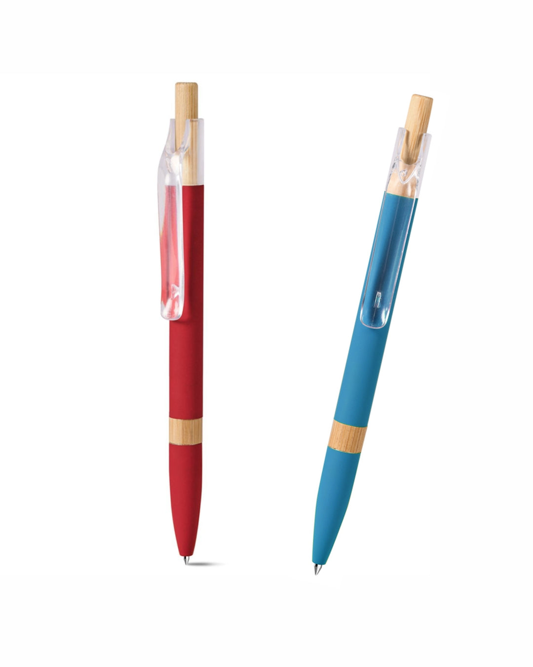 Penna a sfera in alluminio soft touch e bambù 00240