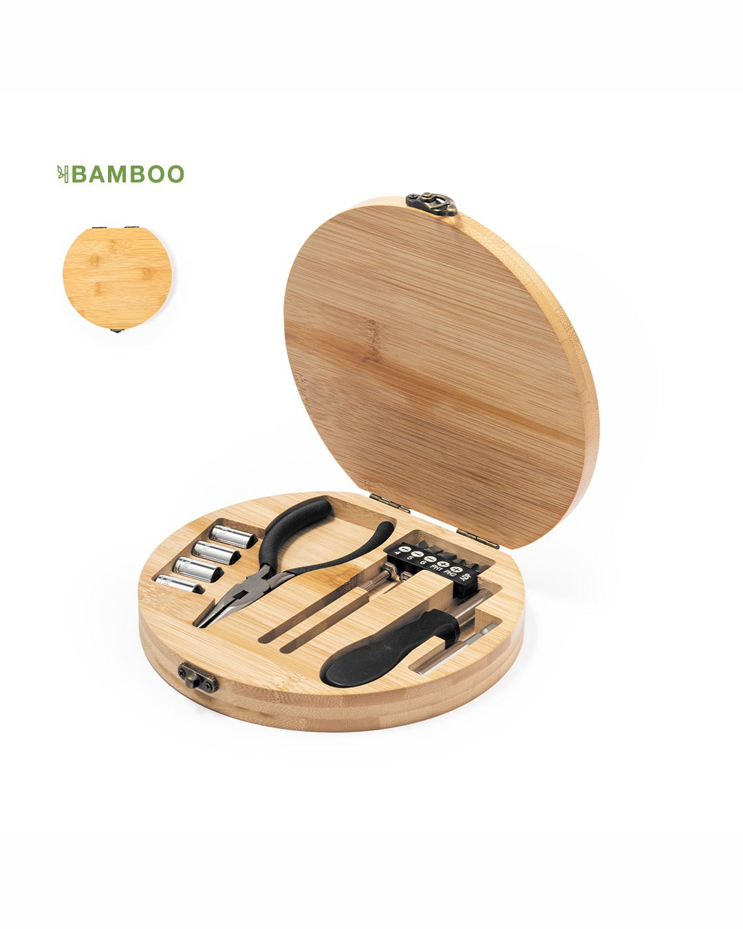 Set utensili con 15 accessori in scatola di bambù 31 20483