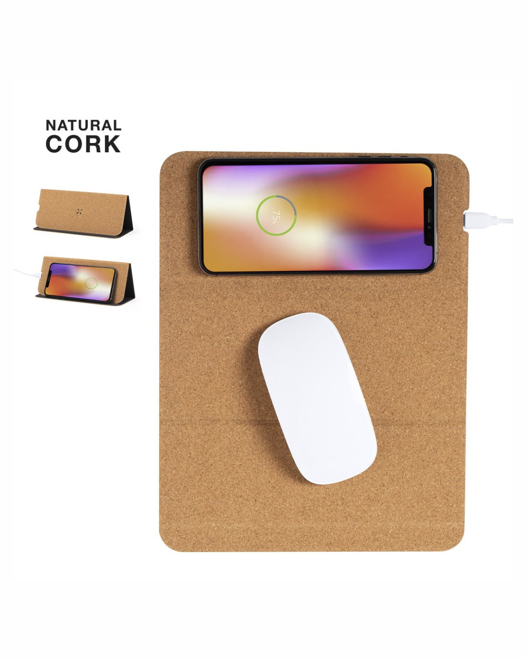 Tappetino mouse con caricatore wireless in sughero 31 6615