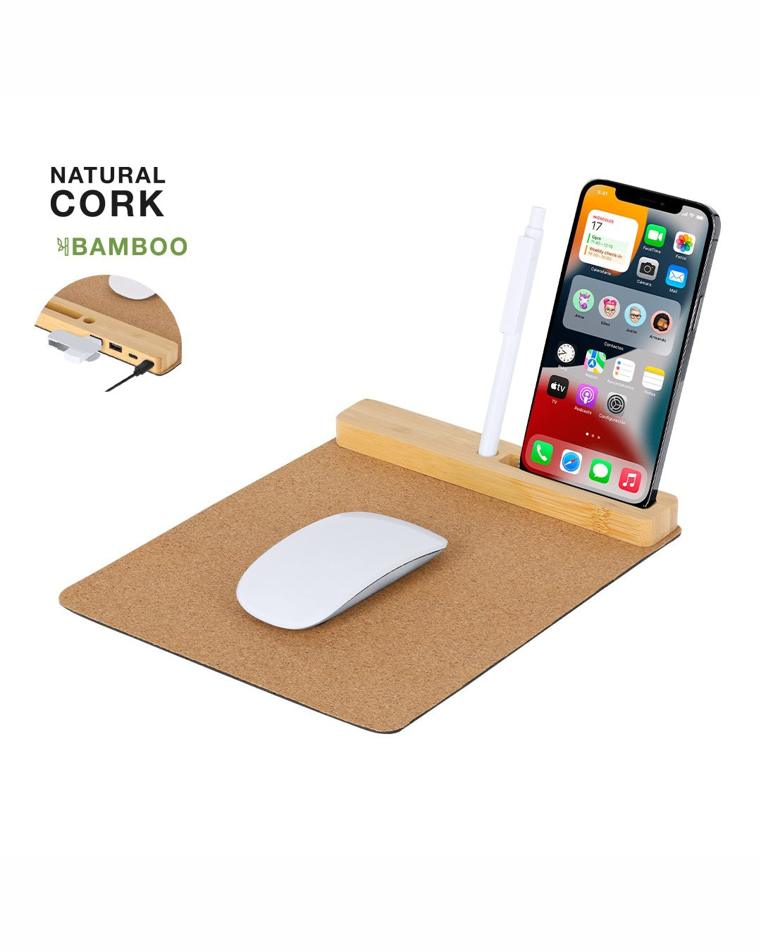 Tappetino mouse con portacellulare e portapenne 31 21328