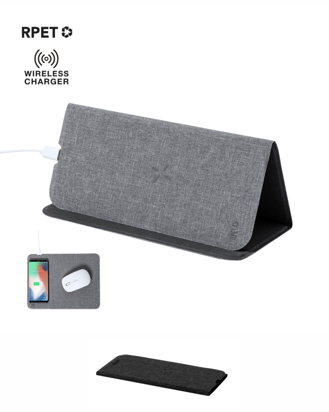 Tappetino mouse pieghevole con caricatore wireless RPET 31 1194