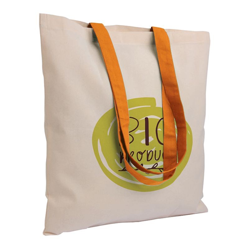 04114 Borsa cotone 135gr manici colorati 38x42