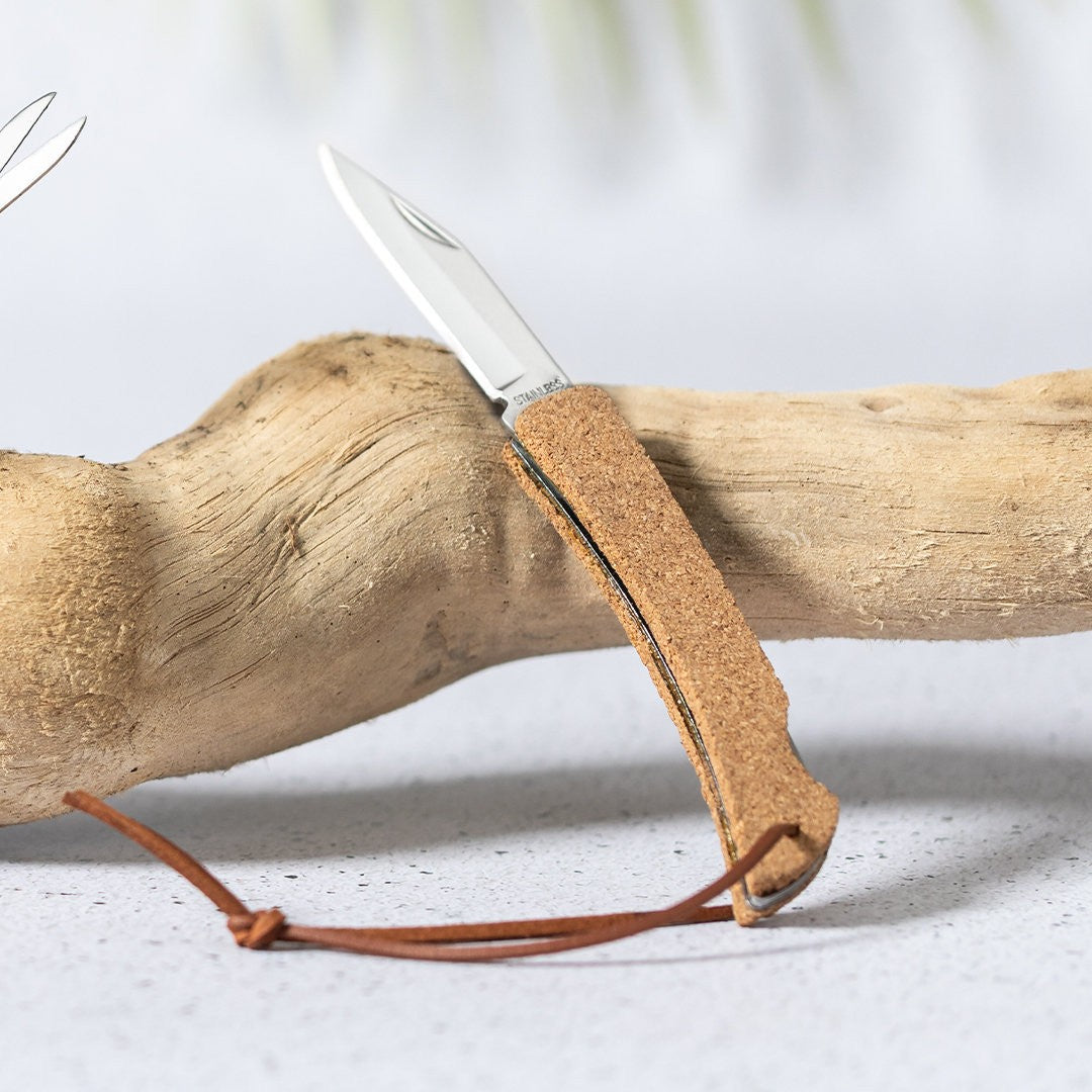 Coltellino sughero e acciaio inox con blocco 31 1586