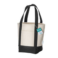 04019 Mini borsa cotone 340gr manici e base colorati con soffietto 34x28x16