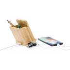 Portapenne con caricatore wireless bambù 31 1139