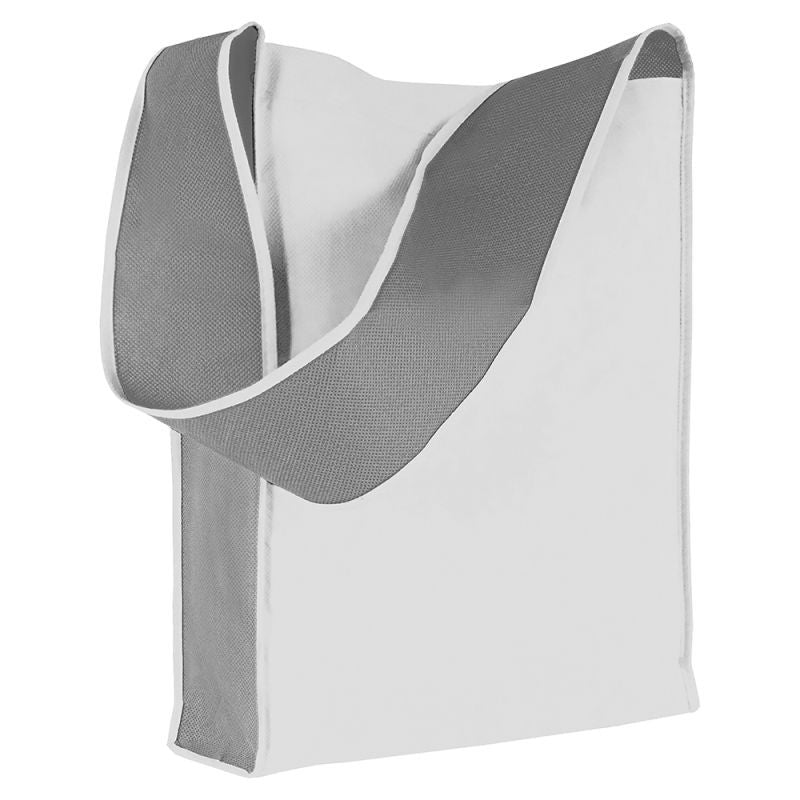 04108 Shopper bicolore in TNT con tracolla 32x40x8