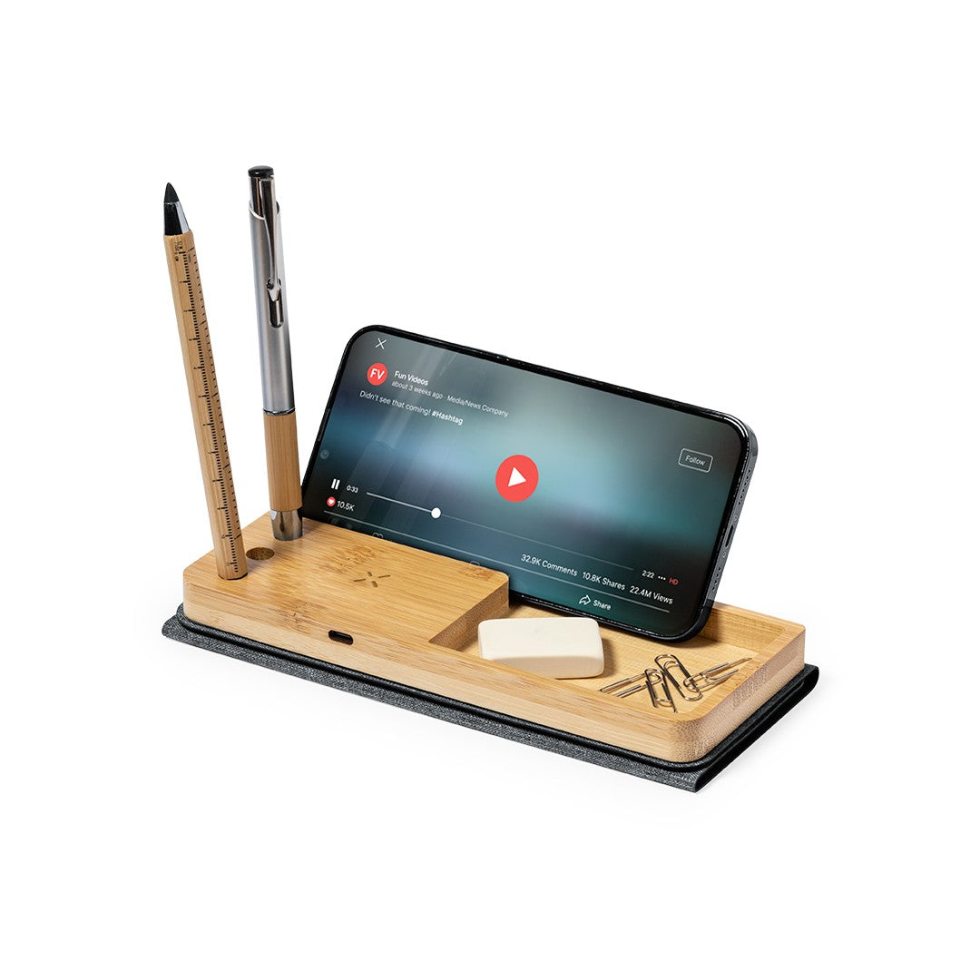 Tappetino mouse pieghevole con caricatore wireless RPET e bambù 31 20247