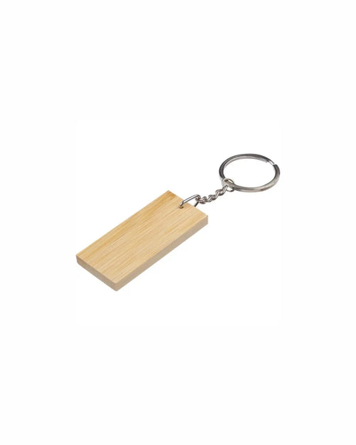 Portachiavi in bambù con placca in acciaio inox 03203