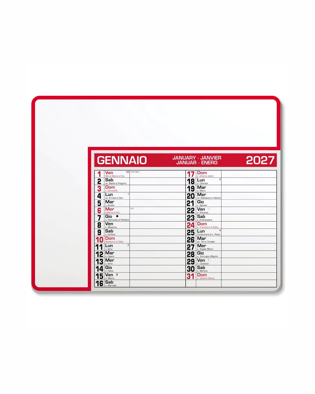 Calendario tappetino mouse 23x18 07556