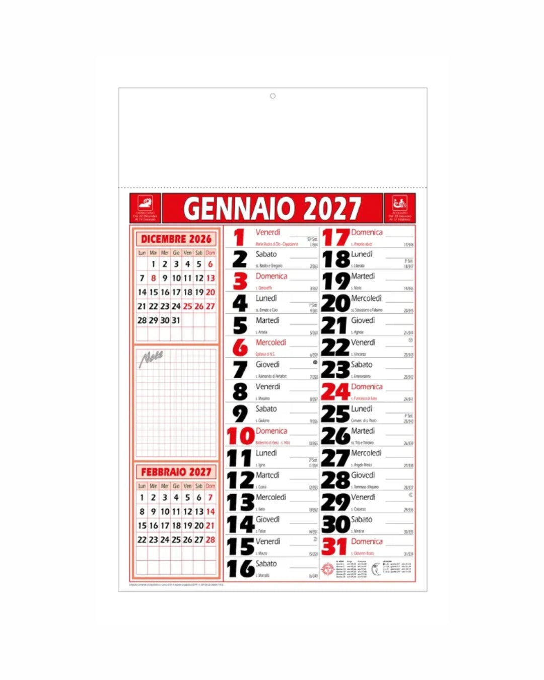Calendario olandese Note 07572