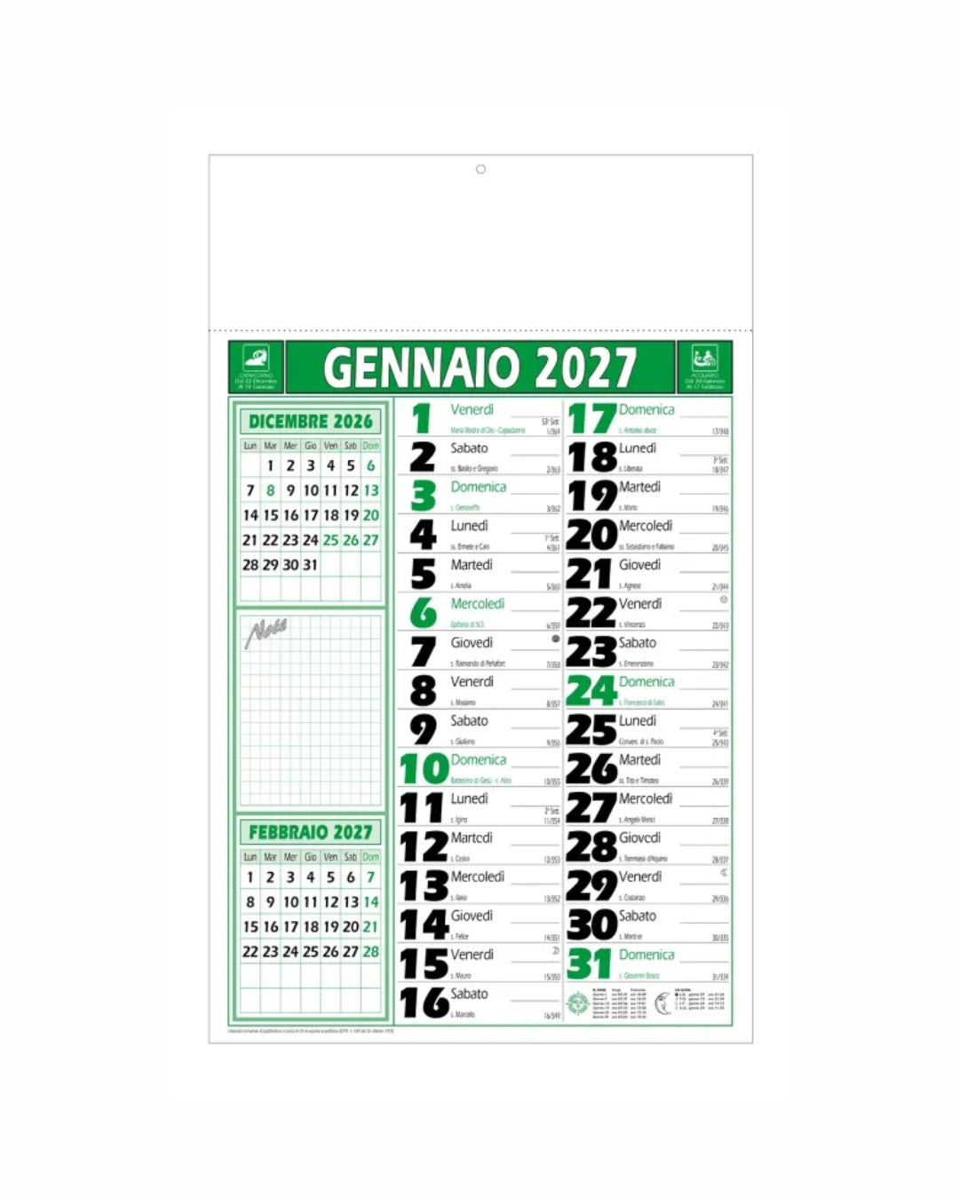 Calendario olandese Note 07572