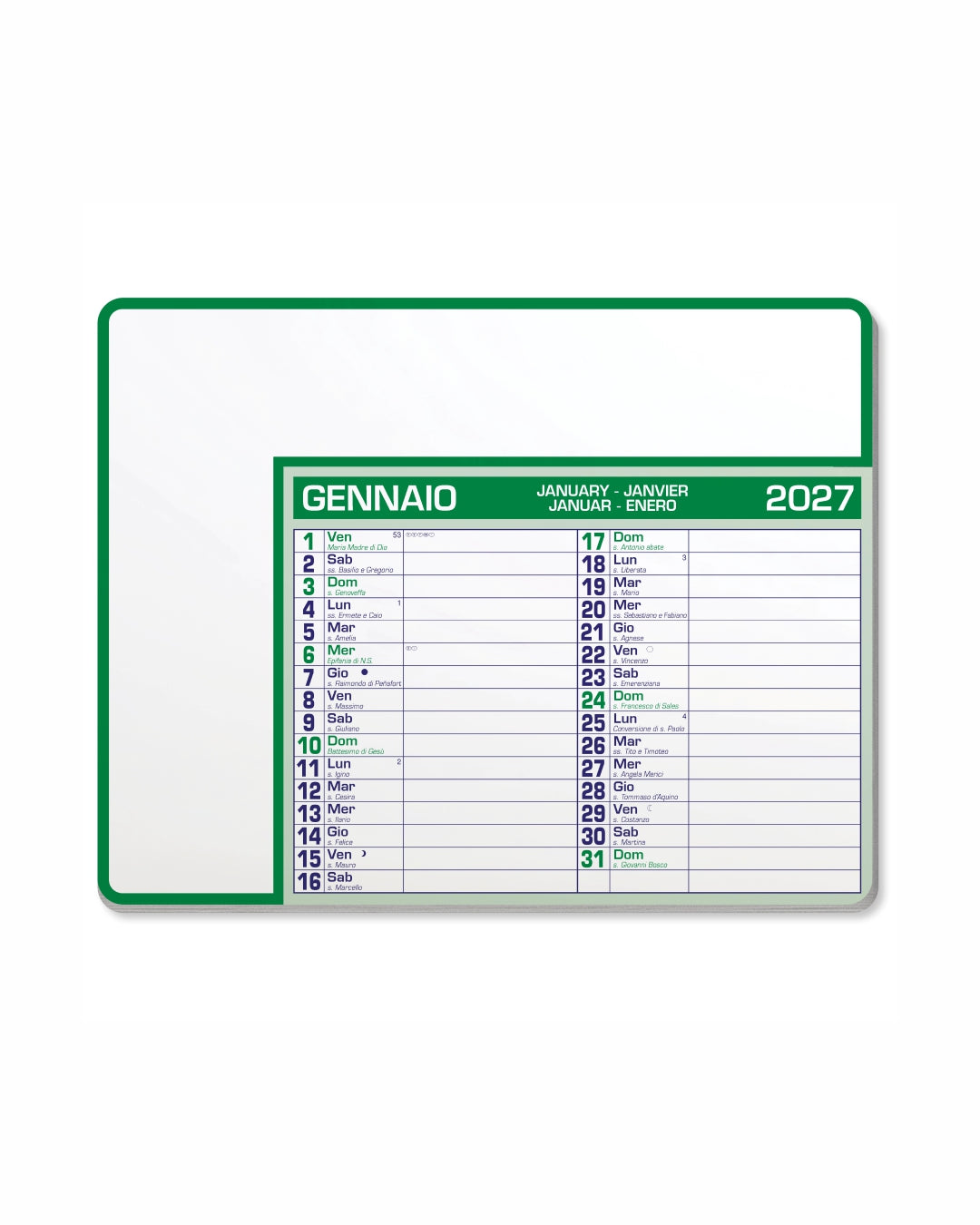 Calendario tappetino mouse 23x18 07556